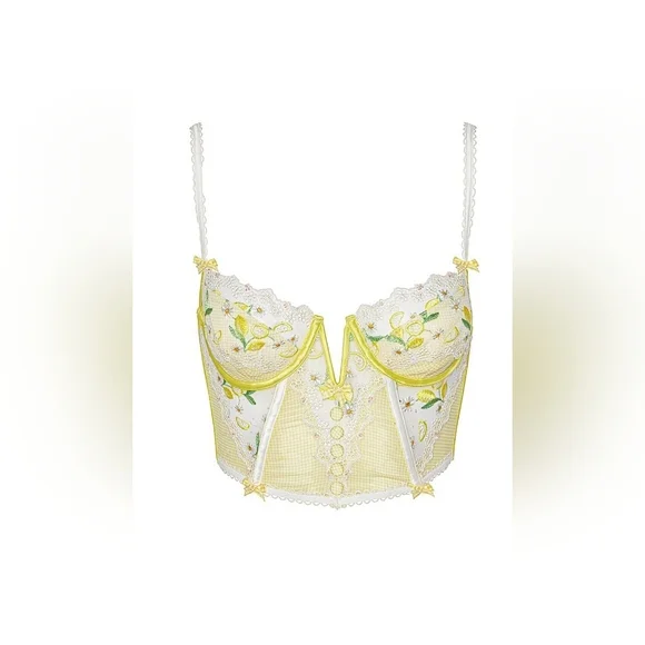 For Love And Lemons Yellow Floral Lace Bra - Picture 5 of 9